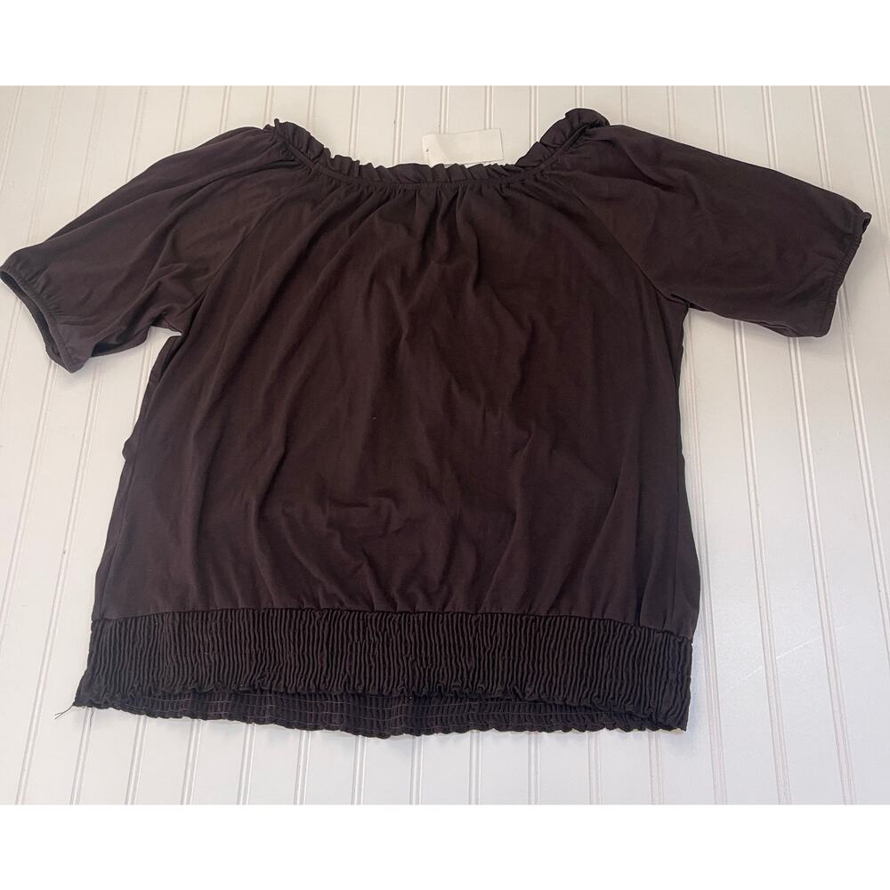 NWT Y2K Deluxe LA Blues Ruffle Hem Big Buttons Chocolate Brown Womens 22/24W - Picture 5 of 6